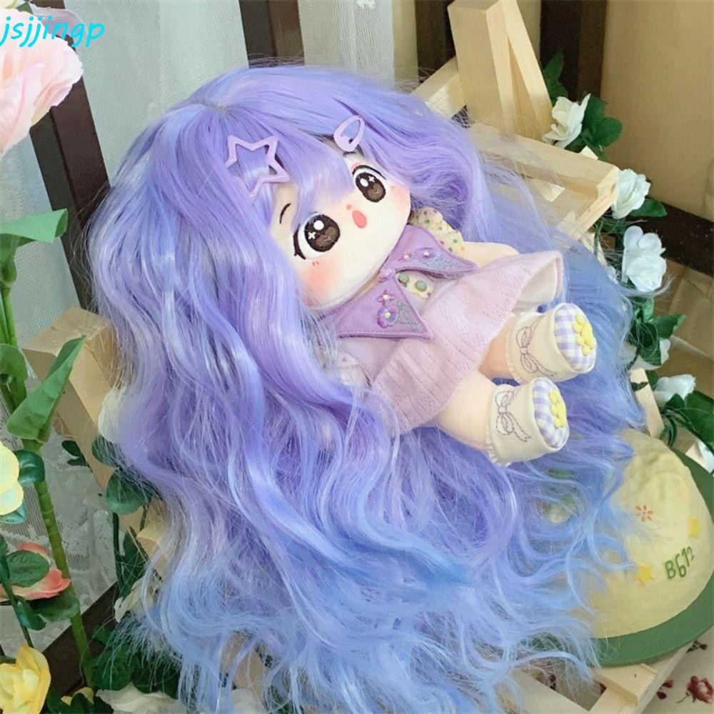 Jsjjingp 20เซนติเมตรผ้าฝ้ายาวิกผม,ไล่โทนสีสีงานฝีมือตุ๊กตาตุ๊กตายาวผมหยิกวิกผม,แฟชั่นาวิกหวานที่มีสีสันสีชมพู20เซนติเมตรผ้าฝ้ายาตุ๊กต