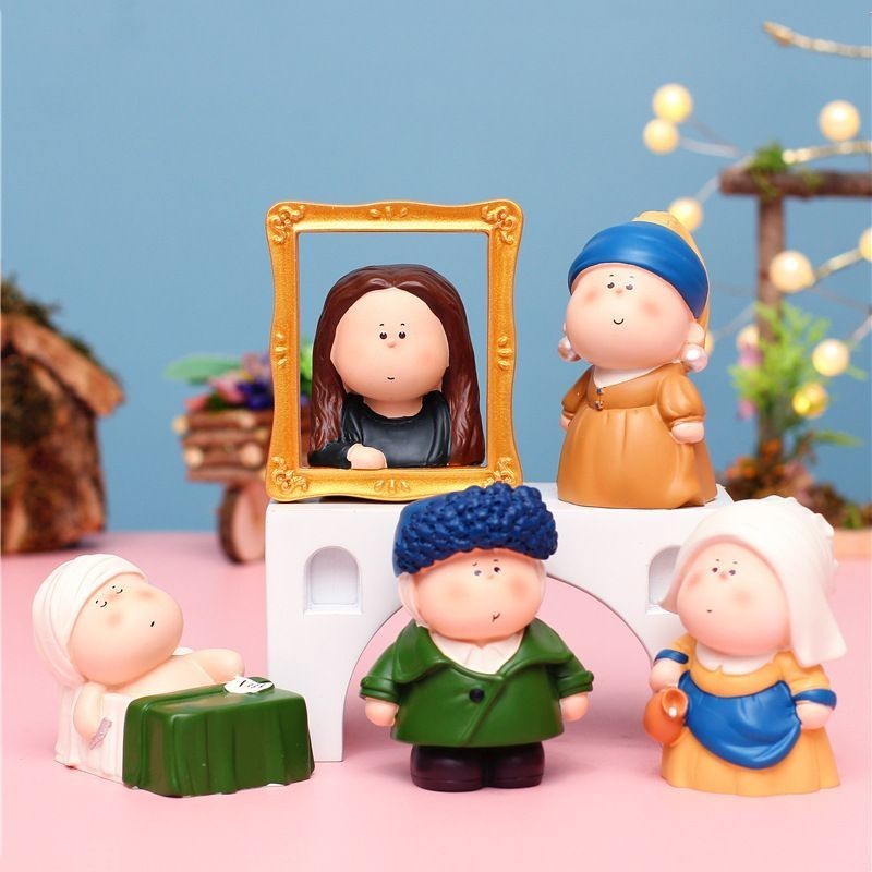 COD กล่องสุ่ม（4Pcs）Moon Half Artist Mystery Box Mona Lisa โมเดลของเล่น ตกแต่งเดสก์ท็อป ของขวัญ
