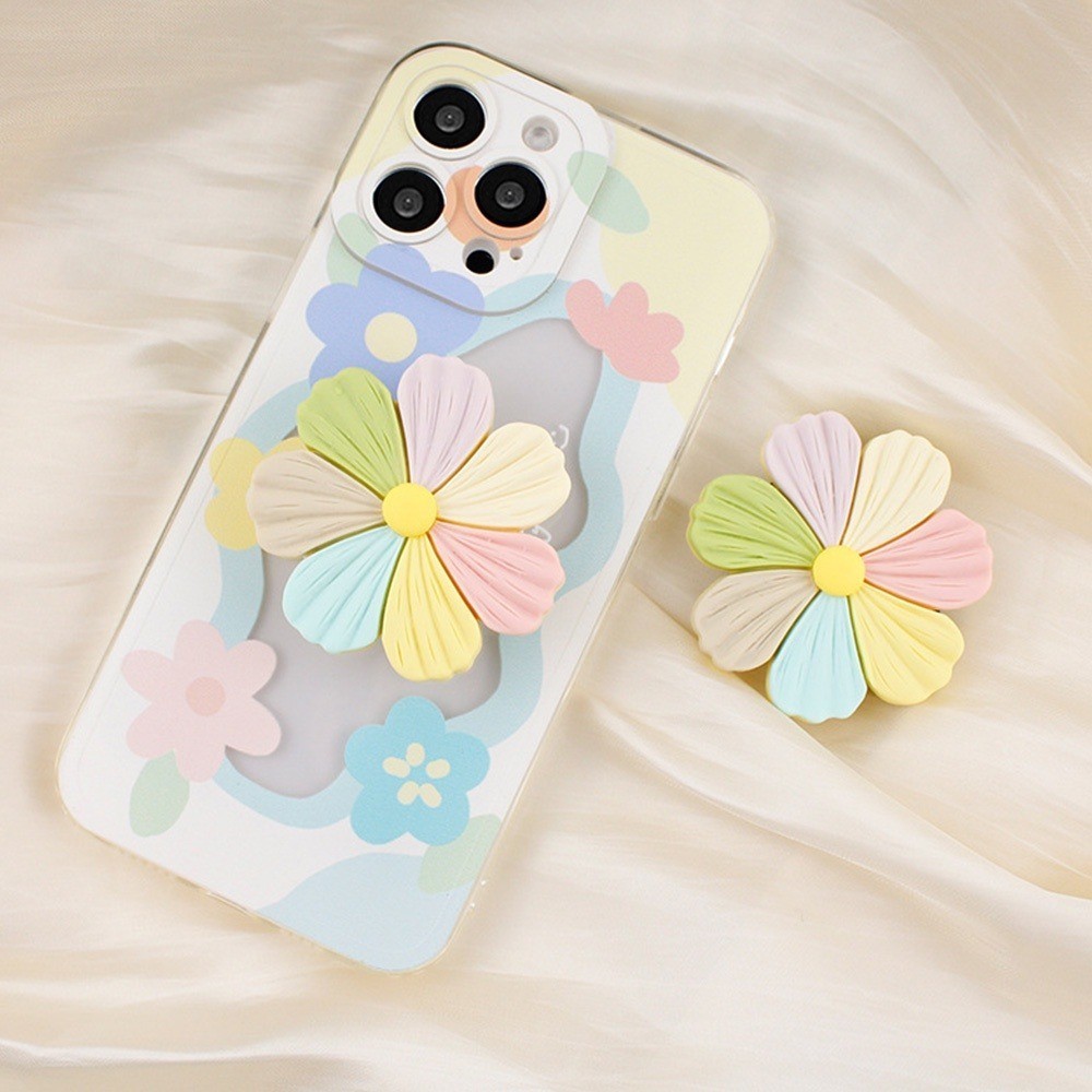 ดอกไม้เกาหลี Grip Tok โทรศัพท์มือถือหรูหรา Griptok 3D สีโทรศัพท์มือถือวงเล็บด้านหลังผู้ถือแหวนขาตั้งตาราง