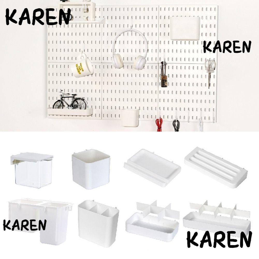 Karen Pegboard Storage Boxes, No-Drilling White Hole Board Storage , Tool No Punching Plastic Organizer Wall Organizer