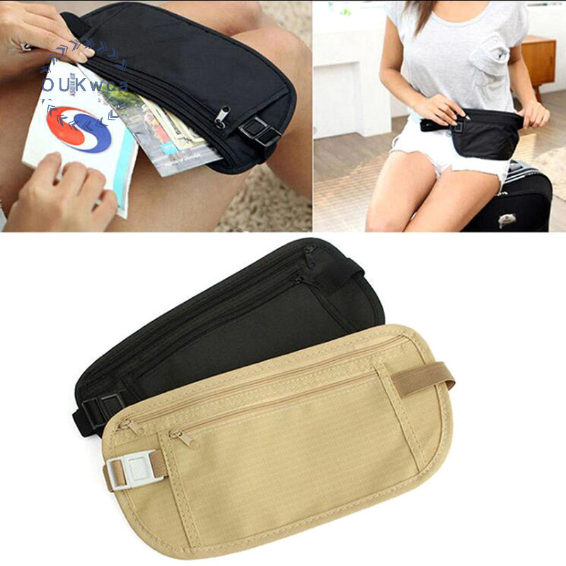 Oukwca Travel Money Belt Hidden เอว Security Wallet Bag Passport Pouch ID Holder ใหม่ ใหม่