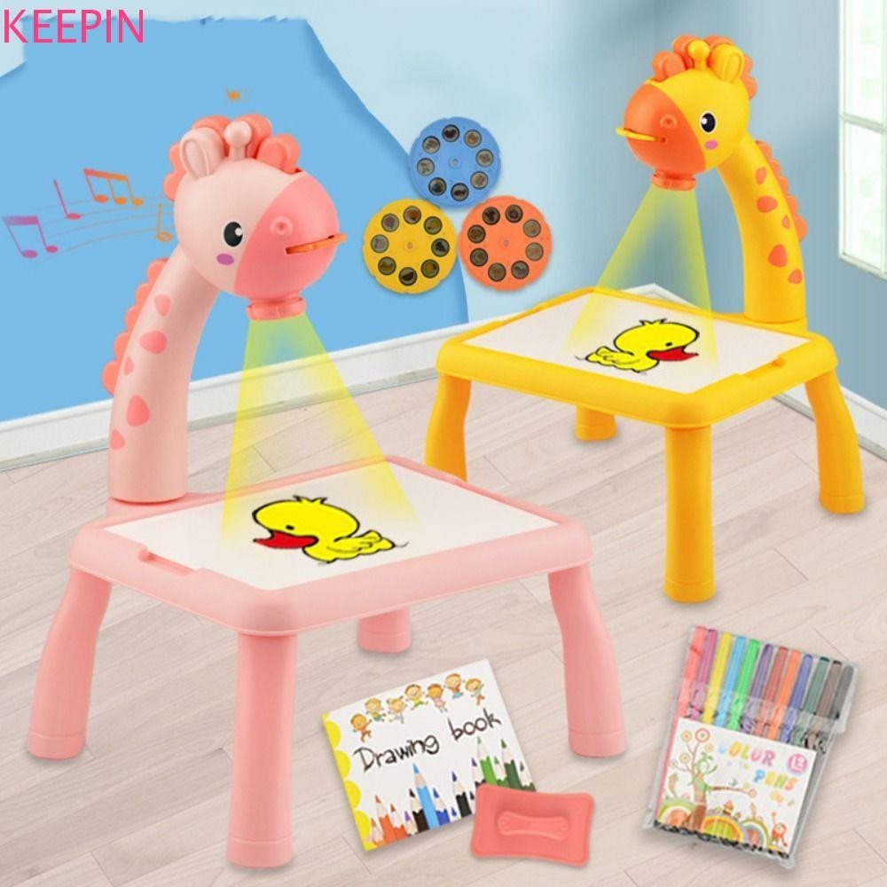 Keepin โต๊ะวาดภาพโปรเจคเตอร์ Led ชุด Giraffe มือเขียนสีมัลติฟังก์ชั่น โปรเจคเตอร์ Art ของเล่นวันเกิด
