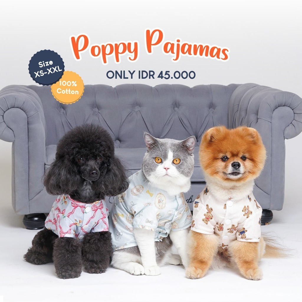 Pawlovin - ชุดนอนป ๊ อปปี ้ เสื ้ อผ ้ าแมวสุนัข