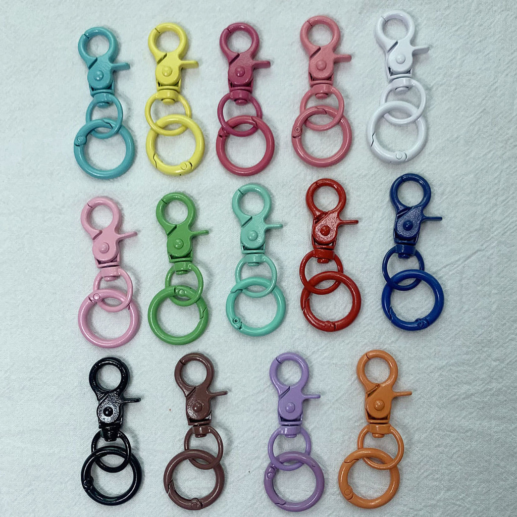1pcs สังกะสีอัลลอยด์สีสี Clamp ฤดูใบไม้ผลิแหวนสุนัข Crab Chain กระเป๋ารอบแหวนพวงกุญแจ DIY อุปกรณ์เสริม