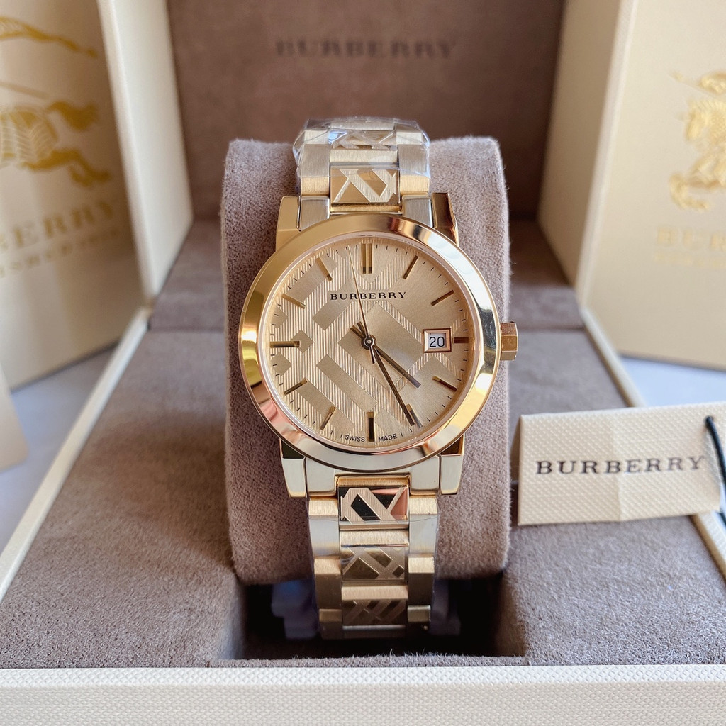 Burberry ♥รุ่น BU9145 BU9146 BU9144 34mm ของแท้100% นาฬิกาแบรนด์เนม นาฬิกาผู้หญิง นาฬิกา ผู้ชาย สายส