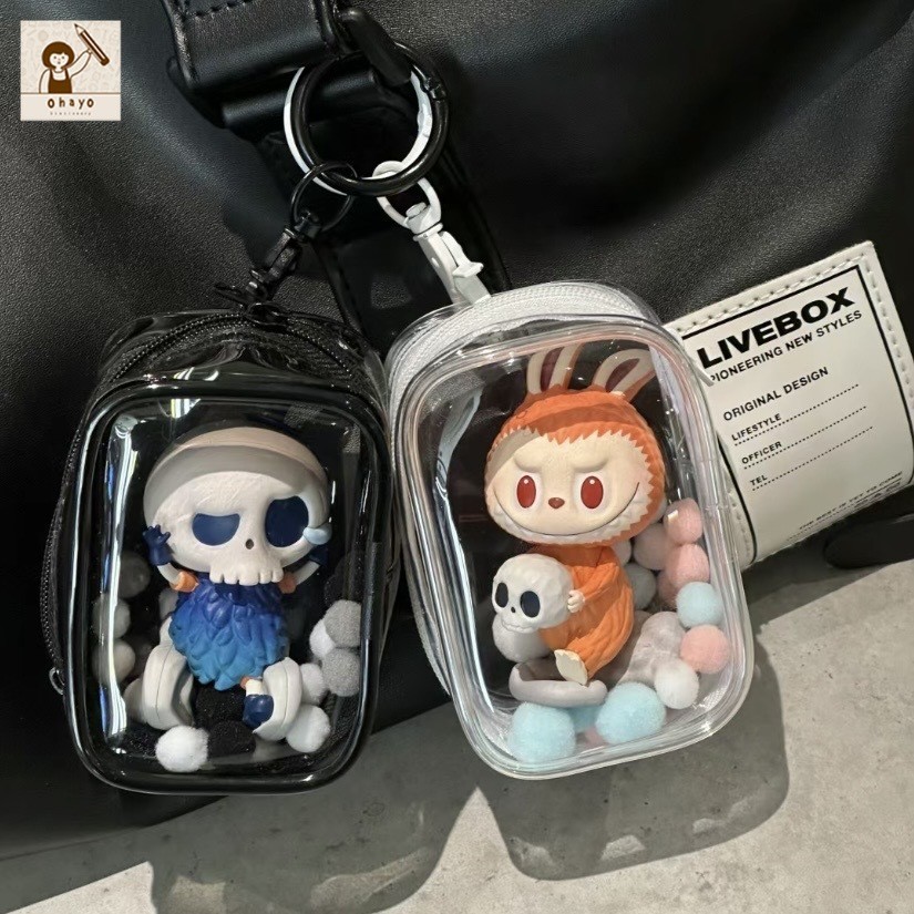 Labubu&Upsetduck กระเป๋าใส่ลาบูบู้ กระเป๋าตุ๊กตาไวนิล ใส่ได้ทั้งน้องบู้ ชาวสวน น้องเป็ด momoko แถมลูกบอลและพวงกุญแจ