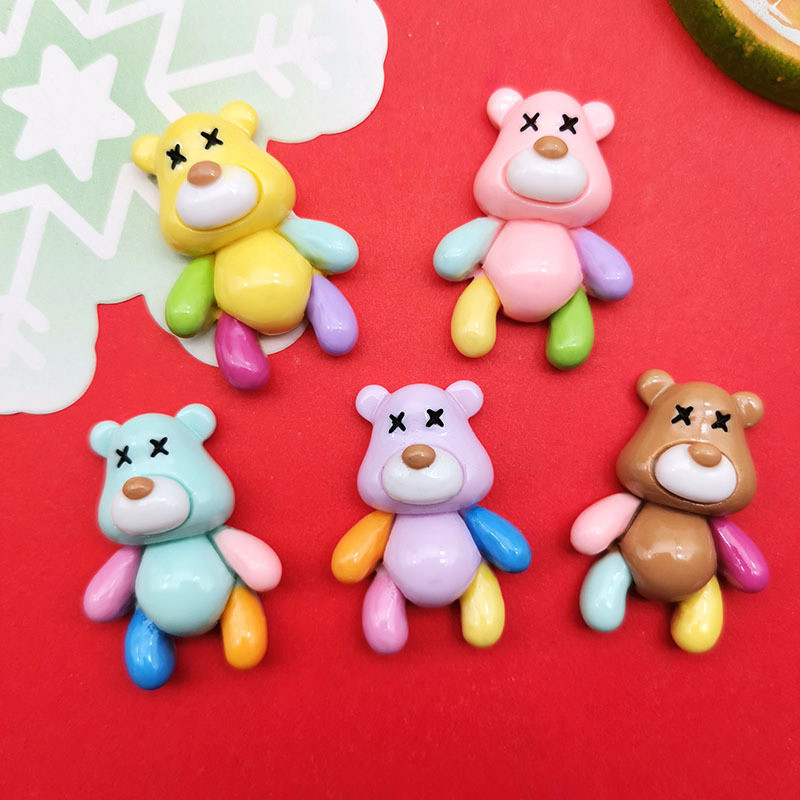 5ชิ้นการ์ตูนเคลือบเงาสร้างสรรค์ที่มีสีสันหมีเรซิ่นอุปกรณ์เสริมทําเองครีมกาวเคสโทรศัพท์กิ๊บถ้วยน้ําเครื่องเขียนแพทช์