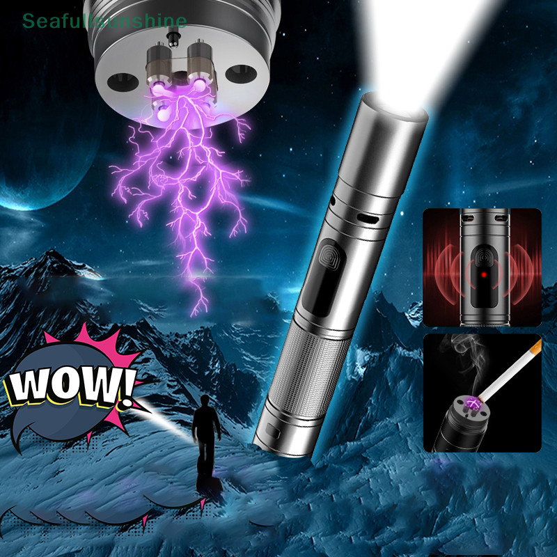 ไฟฉาย Seaf>, ไฟฉายป้องกันตัวเอง, สัญญาณเตือนการตีผึ้ง, Arc To Fire, Type-C ชาร์จ Li-Ion , Camping LED Lighg ได้ดี