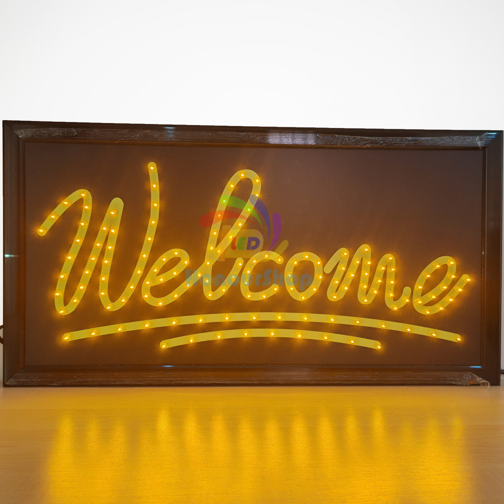 ป้ายไฟ*welcome สีเหลือง* ป้ายไฟLED ป้ายไฟร้าน ป้ายไฟตกแต่งร้าน ป้ายไฟวิ่ง ป้ายไฟตัวอักษร LB00159