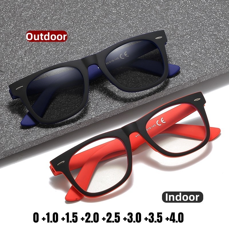 อัจฉริยะ Photochromic แว่นตาอ่านหนังสือ Retro อินเทรนด์แว่นตากันแดด 2 in 1 ผู้ชายสายตายาวแว่นตา Diopter Prescription