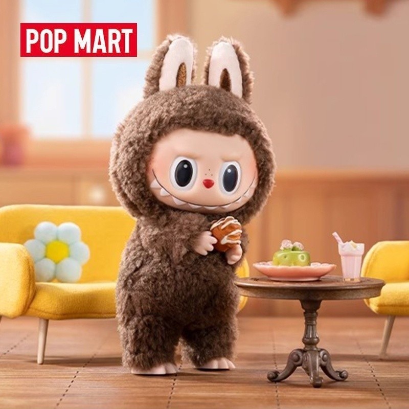 [ของแท้ 100%]POP MART พร้อมส่ง ของแท้ ฟิกเกอร์ Labubu Heart Macaro Series toffee blindbox