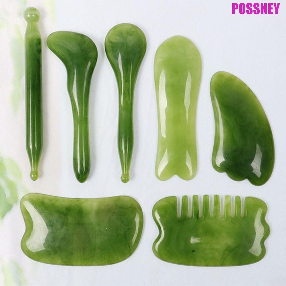 Possney Gua Sha Board Skin Lifting สาว Multishape หวีนวดเรซิ่นคอฝังเข็ม Skin Care เครื่องมือ Slimming Face Massager