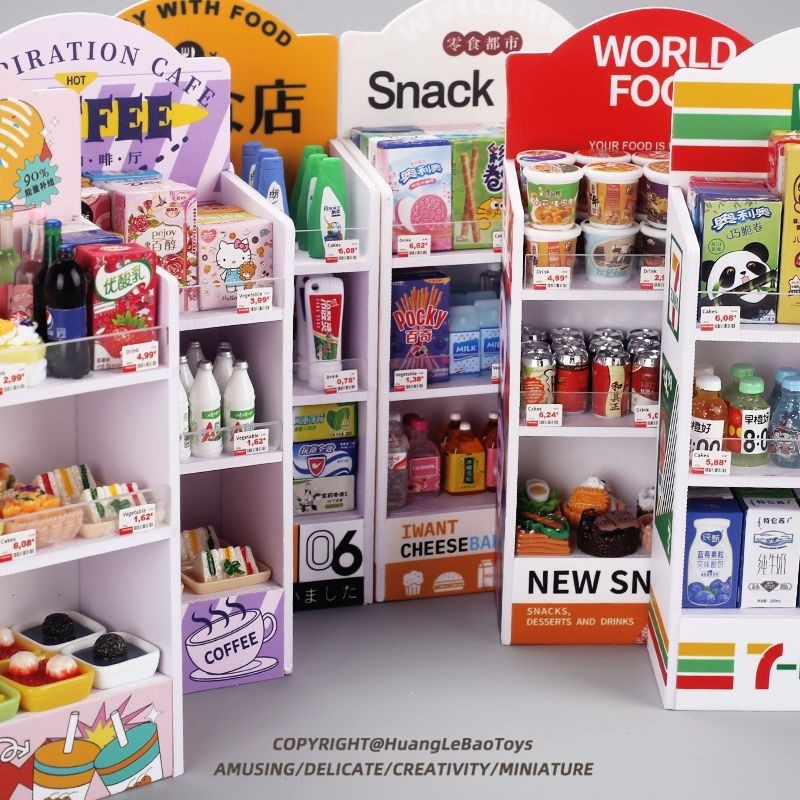 [MINI House] MINI Miniature ชั้นวางซูเปอร์มาร์เก็ตขนมชั้นวางเครื่องดื่มจําลองอาหารของเล่นของเล่นเด็กตุ๊กตา HOUSE ตกแต่ง