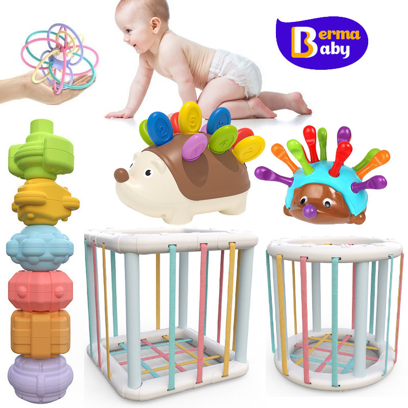 Berma Baby ของเล่นเด็ก Montessori รูปทรงลูกบาศก์ สีรุ้ง ของเล่นปริศนา เสริมพัฒนาการเด็ก ของเล่นเสริมพัฒนาการ