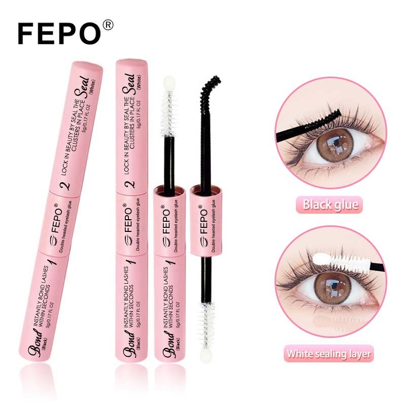 FEPO Double Headed Black Eyelash กาวโปร่งใสขนตาเสื้อกันฝนอุปกรณ์แต่งหน้า