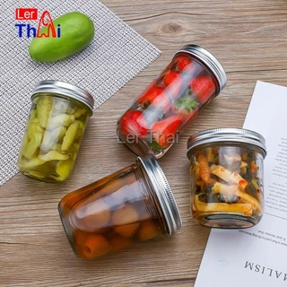 LerThai โถแก้วใสทรงกลม พร้อมฝาปิด สําหรับใส่อาหารแห้ง ผลไม้ ชา บิสกิต น้ําผึ้ง seal pot