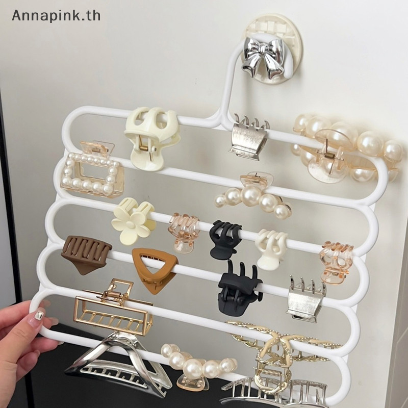 Annapink.th Hair Claw Storage Rack Organizer ผู้ถือความจุขนาดใหญ่แขวนผนัง Hairpin แขวน Space al ชั้นเก็บของ EN