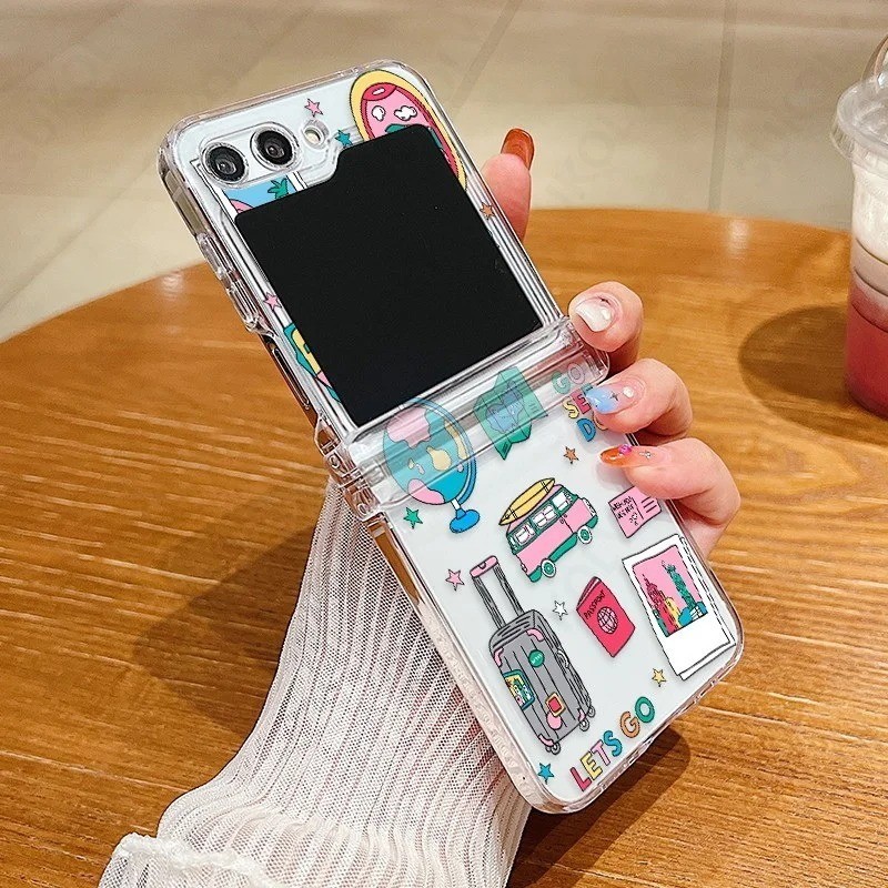 เคสลายการ์ตูนสําหรับโทรศัพท์ Samsung Z Flip 5 4 3 เคสซิลิโคนกันกระแทก Soft TPU ฝาหลัง