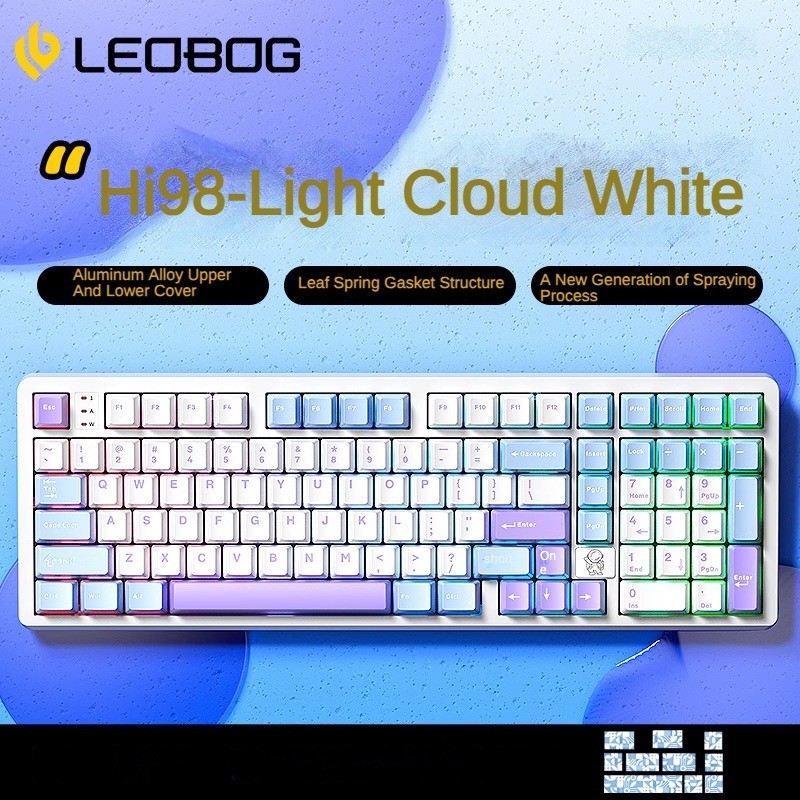 Leobog Hi98 CNC อลูมิเนียมคีย์บอร์ดแบบมีสาย RGB Custom ปะเก็นโครงสร้าง E-sports เกมสํานักงานเฉพาะ