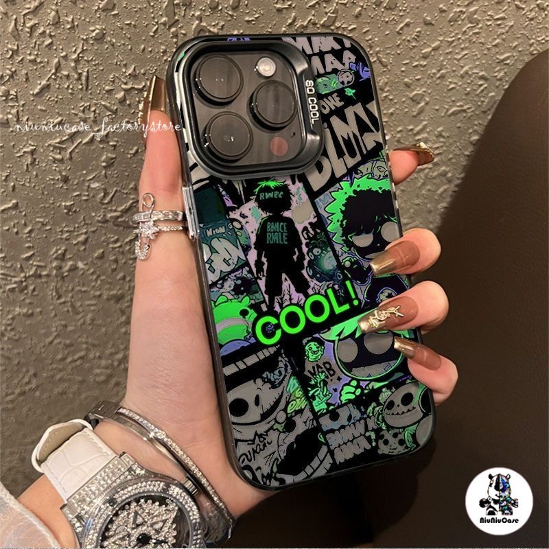 เคสไอโฟน11 Cool รูปแบบภาพประกอบ เคสโทรศัพท์มือถือ For iPhone 11 12 13 14 15 Pro Max X 7Plus เคส เคซิลิโคนุ่มสสีเงินเคส