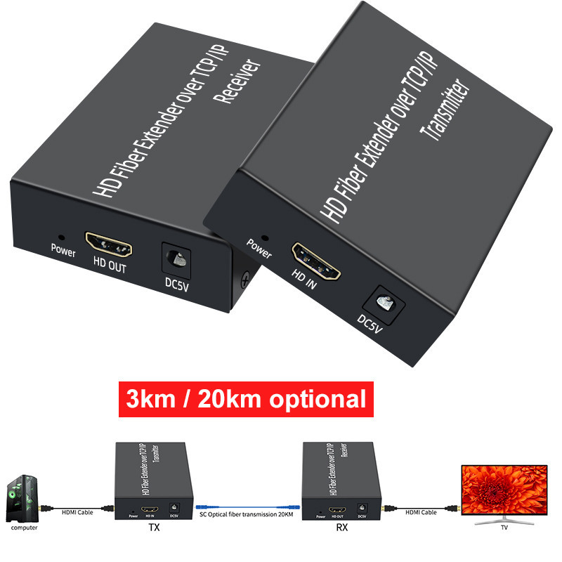 3km HDMI Fiber Extender Over TCP/IP SC Fiber Optical Cable Vs 1080P 20Km HDMI Extender Over Fiber Op