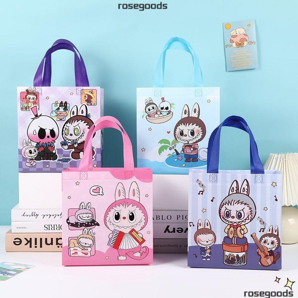 Rose Labubu Tote Bags, กระเป๋าถือ POP MART, ถุงของขวัญพลาสติกกันน้ํา