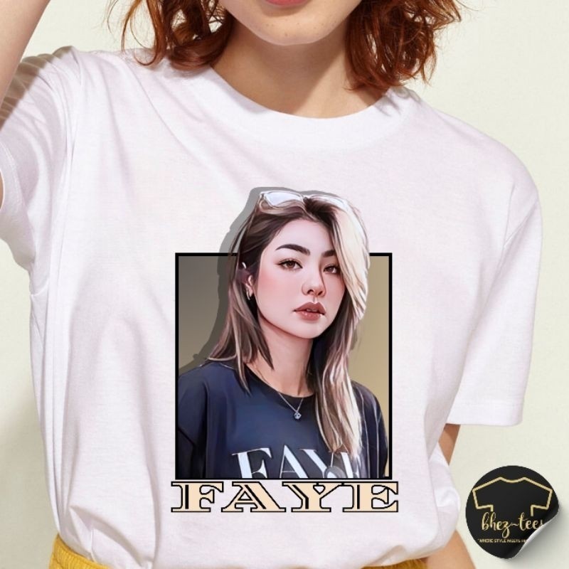 2024Faye Malisorn T-shirt  เสื้อยืดแขนสั้นคอกลมFaye Malisorn Animated Graphic White TeesCotton 100% 