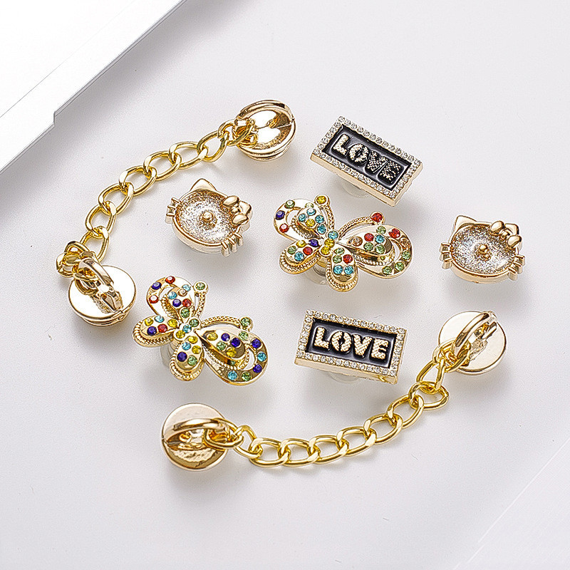คริสตัลเจาะรองเท้าปุ่ม jibbits Charm จิบบิทรองเท้า สําหรับ DIY เครื่องประดับดอกไม้ส่วนบุคคล Clog รองเท้าอุปกรณ์ตกแต่งฤดูร้อน