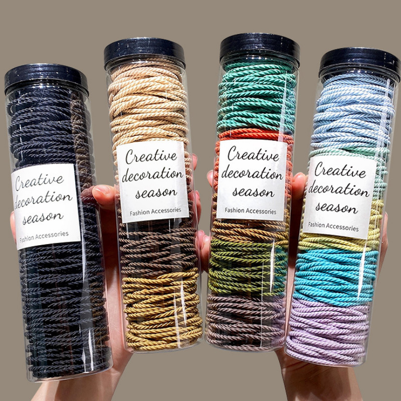 100ชิ้นแฟชั่นเกาหลีสีดํายางรัดยืดหยุ่นสูงและทนทานเชือกผมอุปกรณ์ผม