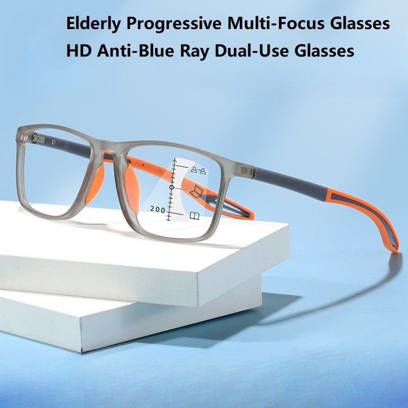 Tr90 กีฬา Progressive Multi-Focus แว่นตาอ่านหนังสือ HD Anti-Blue Light Dual-ใช้ยืดหยุ่นสปริงขาแว่นตาอ่านหนังสือ
