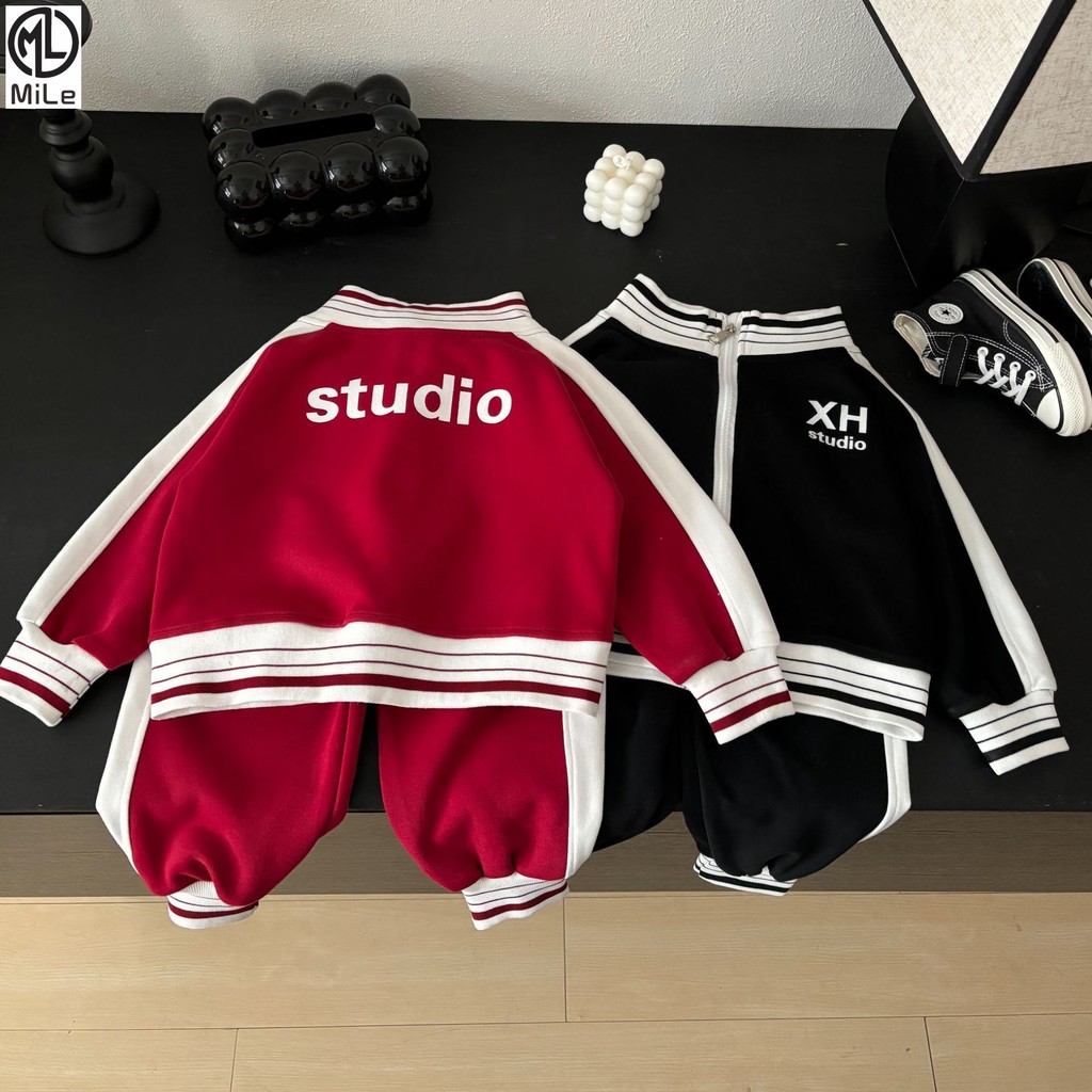 [มล] 80-170ซม เด็กแบบใหม่ชุดผ้าฝ้ายฤดูใบไม้ผลิพ่อแม่และลูกสวมใส่ชายหญิงเวอร์ชั่นเกาหลีกีฬาชุดสองชิ้น1-15ปีแฟชั่น