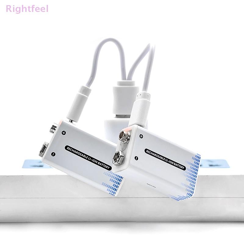 Rightfeel 9V แบตเตอรี่ 9V li-ion Type-C แบตเตอรี่ 9v แบตเตอรี่ลิเธียมสําหรับมัลติมิเตอร์ไมโครโฟนสายช