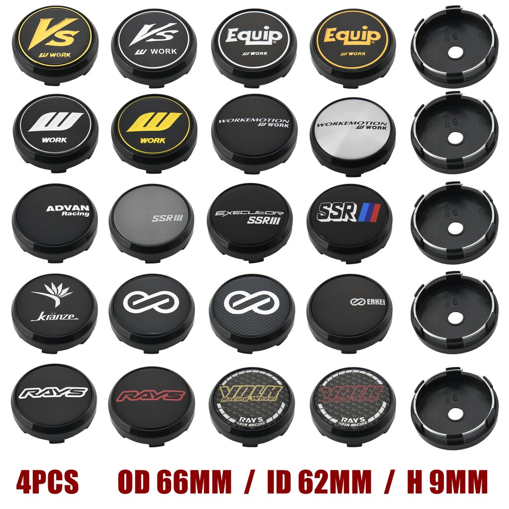 แข่งรถ 4ตัว ฝาครอบดุมล้อ RAYS 66มม ฝาปิดดุมล้อ ENKEI ขอบ SSR Racing สติ๊กเกอร์ ฝาดุมล้อ ADVAN WORK VS EQUIP KRANZE