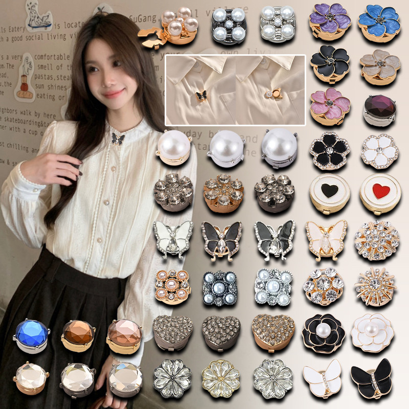 YUNYUAN 45 สไตล์หรูหราเพชรเสื้อผู้หญิง Cufflinks เสื้อตกแต่งปุ่มสาวอารมณ์ Cufflinks อเนกประสงค์