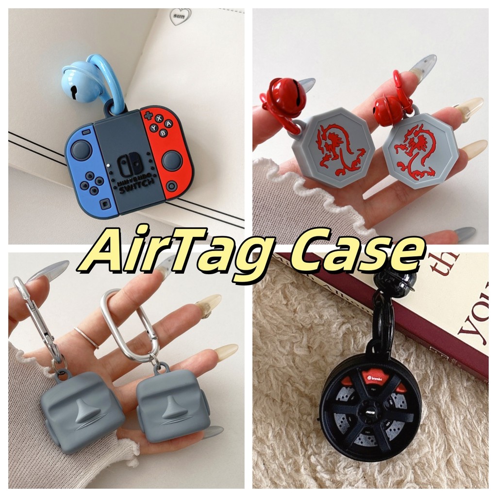 เคสสําหรับ AirTag พร้อมพวงกุญแจ Apple iTag GPS Protector Cool Anti-Fall Anti-Loss Black Game Car Wheel