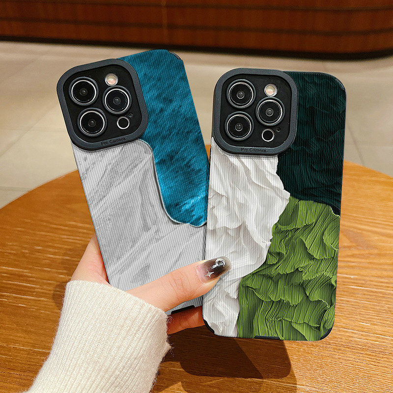 ปลอกหนังสําหรับiPhone 17 Air 16E 16 15 14 13 12 11 Pro X XR Xs Max 7 8 6 6S Plus Insสไตล์Splicingซิล