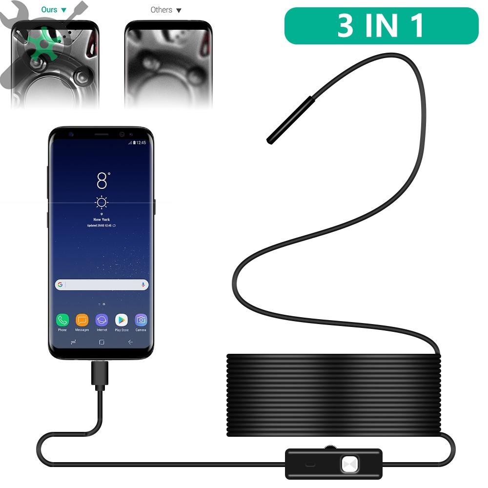 เครื่องตรวจจับกล้องตรวจสอบงู USB กล้องเอนโดสโคปอุตสาหกรรมโทรศัพท์กันน้ํา Borescope SHOPCYC6174