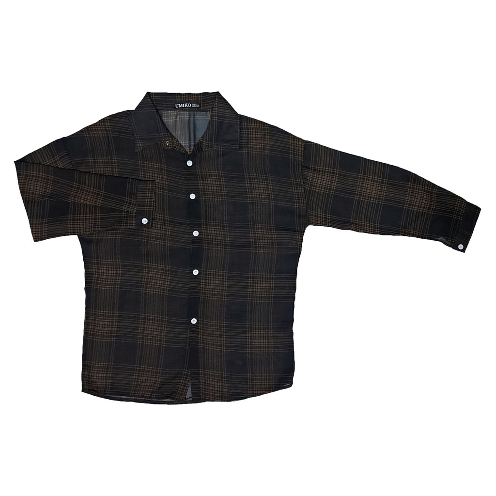 Preloved Umiko เสื้อหมากฮอสแขนยาว - สีดํา