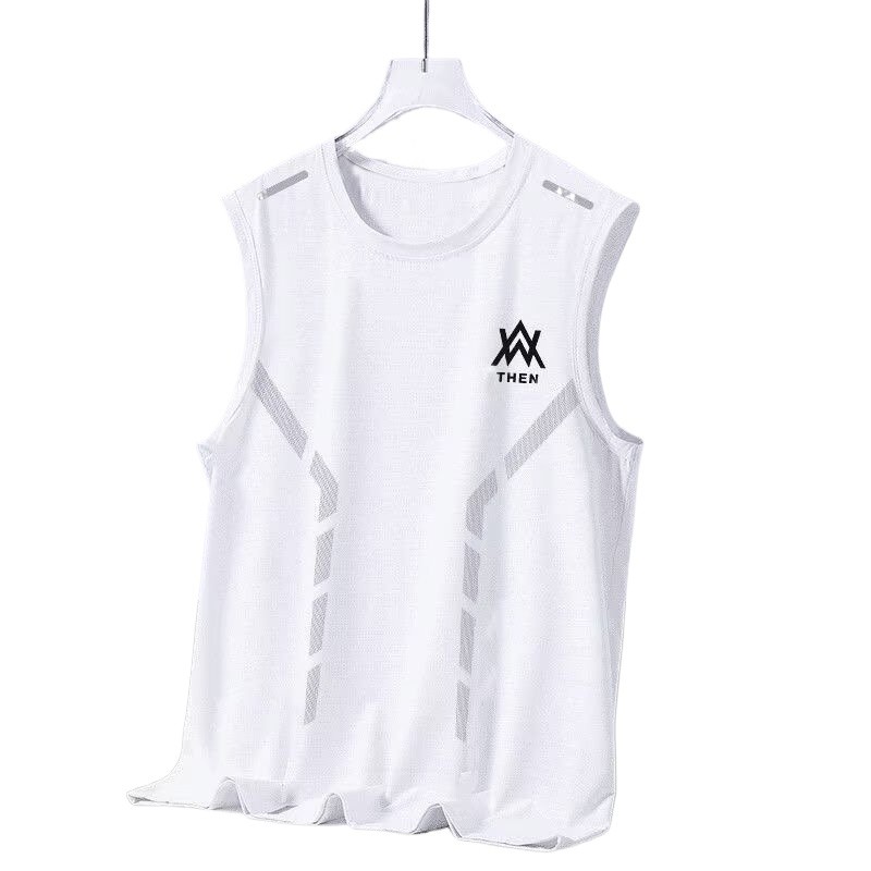 [ส่งไวจากไทย] เสื้อกั๊กกีฬาผ้าไหมน้ำแข็งของผู้ชาย รุ่นฤดูร้อนใหม่ การออกแบบไหล่กว้าง ระบายอากาศและแห้งเร็ว เสื้อกีฬาฝึกกีฬา - รูปที่ 5