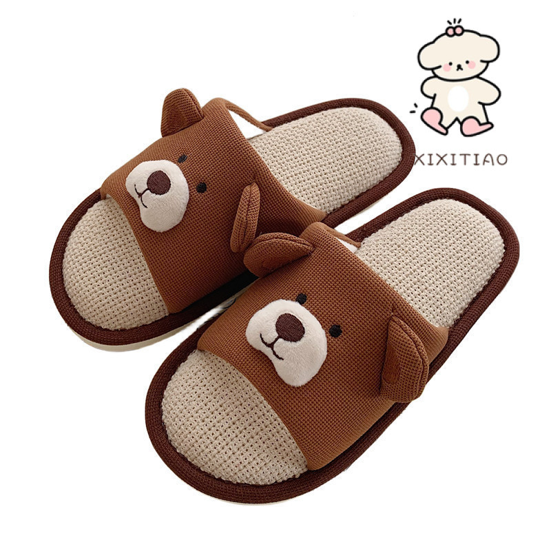 Xixtiao รองเท้าแตะบ้านหมีสีน้ําตาลน่ารัก Four Seasons Universal ในร่ม Soft Sole Casual