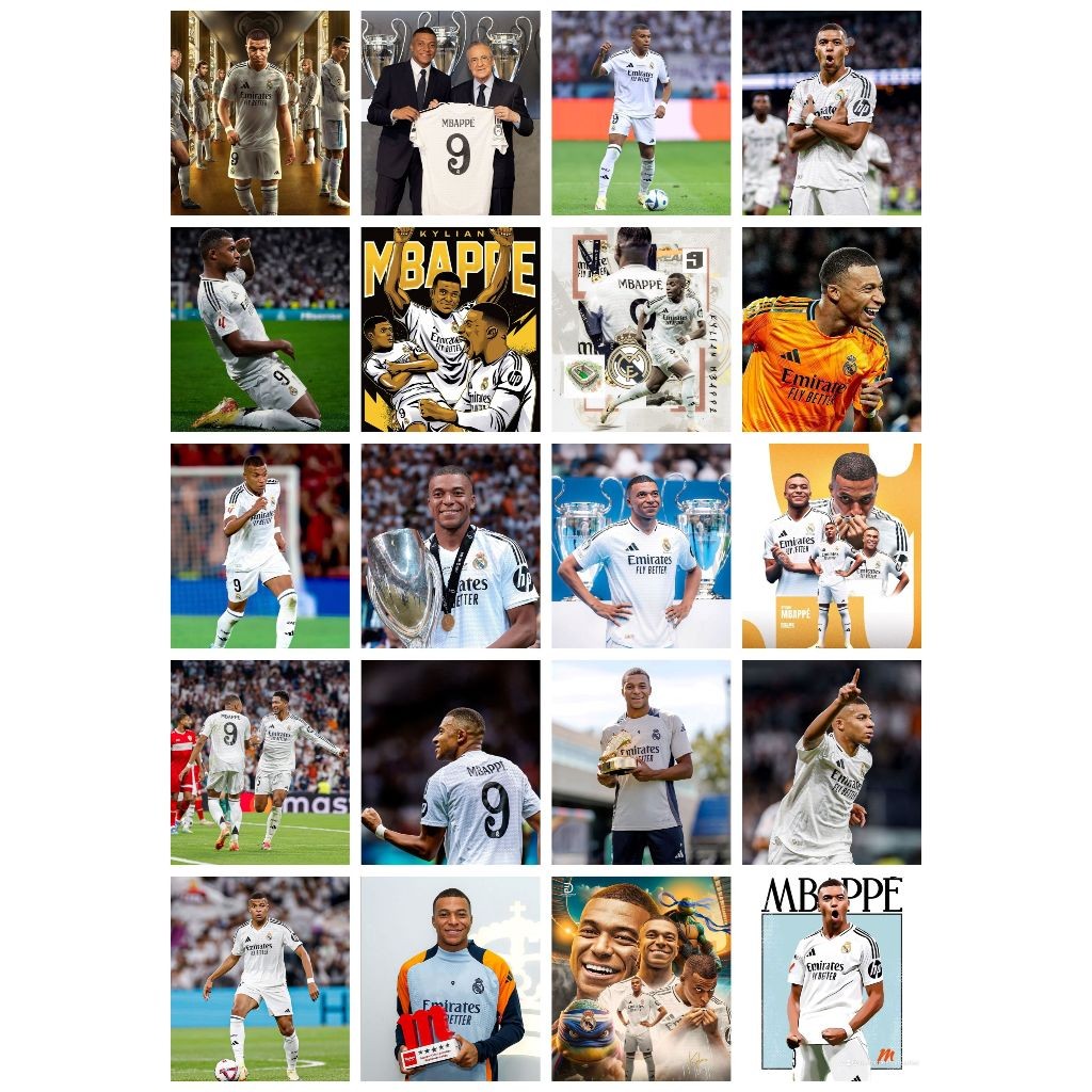 ชุดสติ๊กเกอร์ฟุตบอล Mbappe Real Madrid 20 ชิ้น