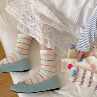 Dopamine Color Polka Dot Striped Mid-Tube Socks Spring Summe…