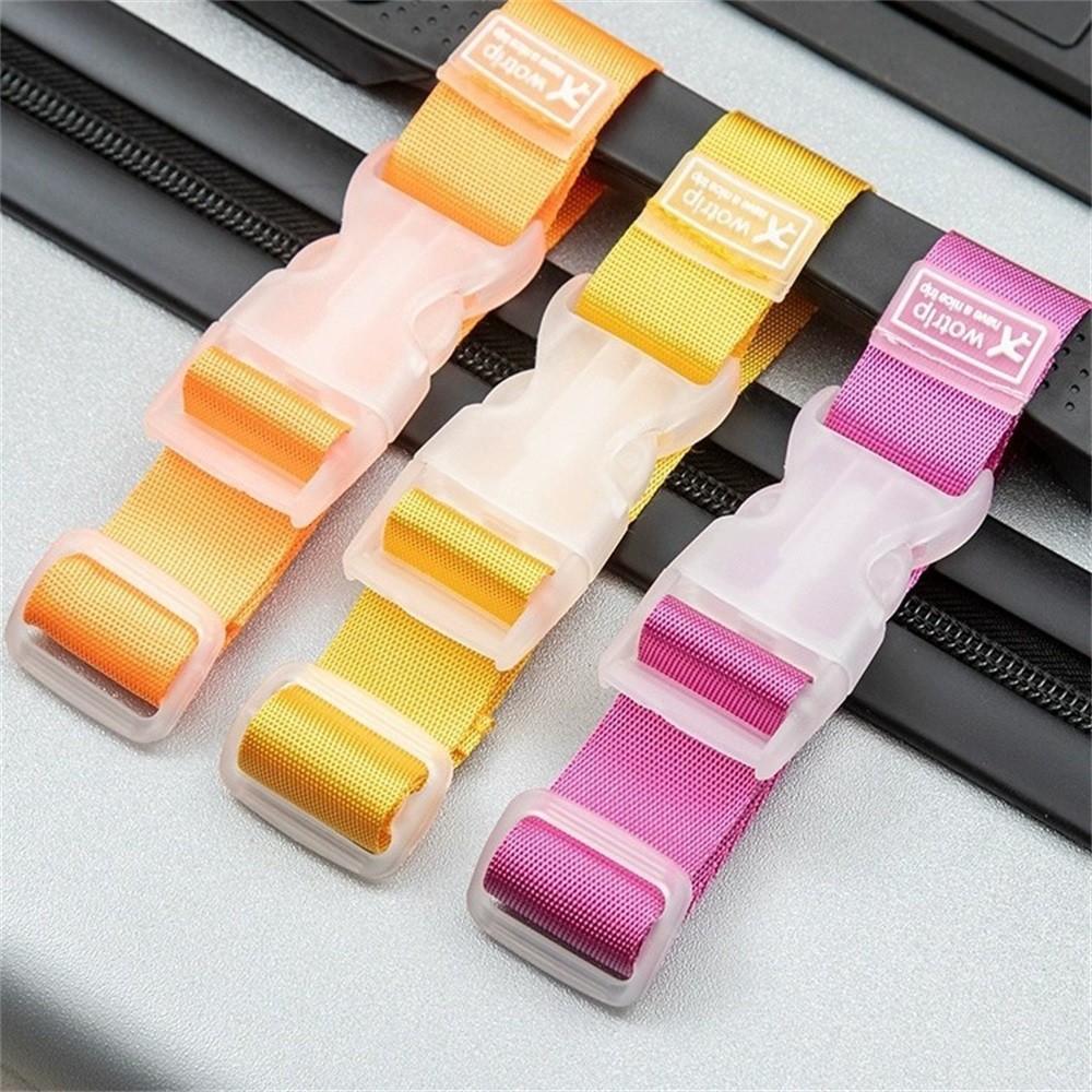 สายรัดกระเป๋าเดินทางแบบพกพาคงที่พร้อมหัวเข็มขัดที่วางจําหน่ายสายรัดกระเป๋าเดินทางแบบปรับได้หัวเข็มขัดแขวนภายนอกสายผูก