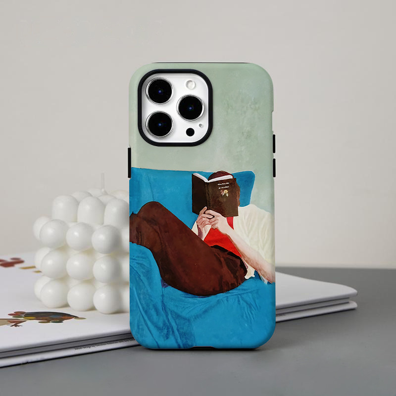 โซฟาขี้เกียจสําหรับIPhone16 15 14 13 12 11 Pro Max X XR Xs Max 8 7 6s Plus SE 2020 ฟิล์ม 2-in-1 Hard