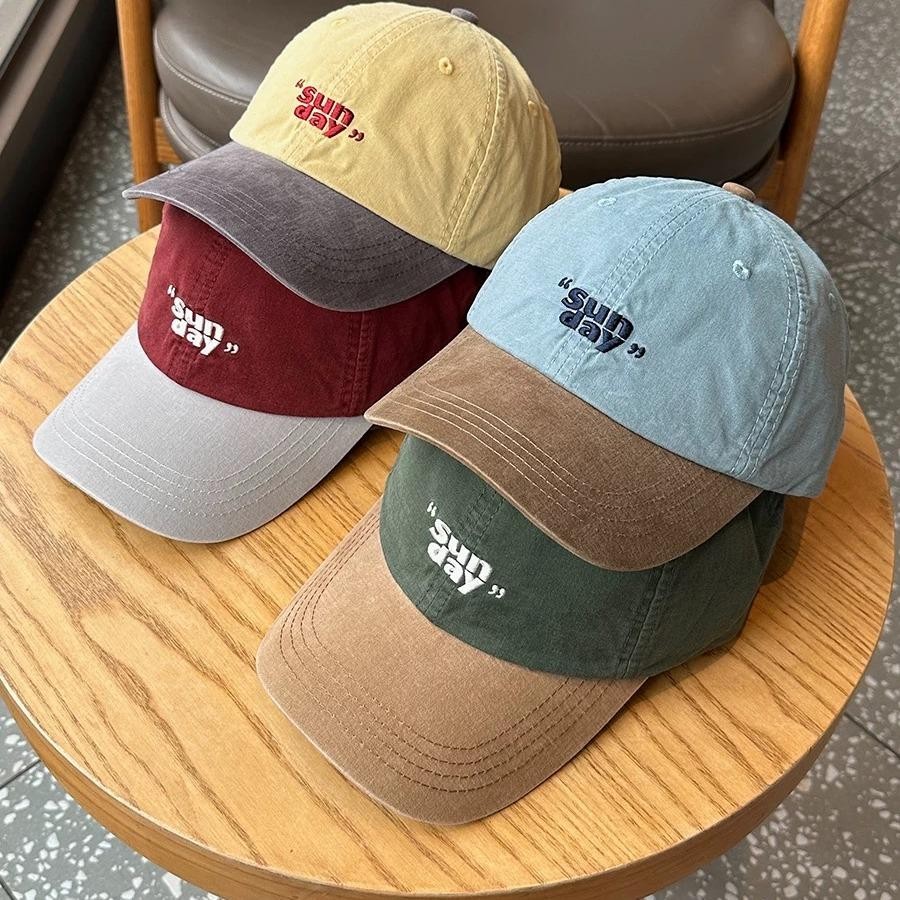 Halo studio พร้อมส่ง🔥 หมวกเบสบอลดีไซน์สีตัดกัน โรงถลุงแฟชั่น สไตล์สปอร์ตย้อนยุค