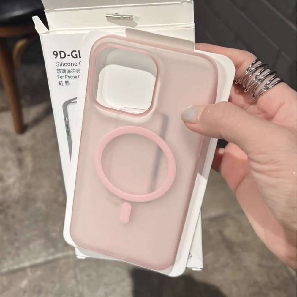 เคสโทรศัพท์แม่เหล็กโปร่งใสด้านพีซีสีชมพูหรูหราเหมาะสําหรับiphone 16 15 14 13 12 11 Pro Max 7 8 Plus X XSMax XRเคสแข็งป้องกันกันกระแทกฝาหลัง