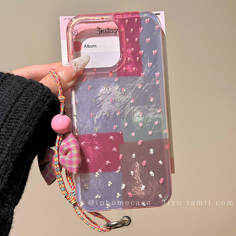 Huiwanju ลาย tinfoil splicing แอพพลิเคชั่นดอกไม้ขนาดเล็ก iPhone16promax เคสโทรศัพท์มือถือ iPhone15 1