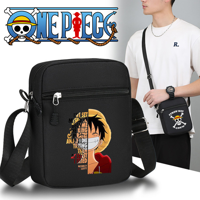 One Piece Series of Youth Oxford ผ้าไหล่กระเป๋า Casual Crossbody กระเป๋าสีดํากีฬากระเป๋าเป้สะพายหลังขนาดเล็กพร้อมคีย์การ์ดโทรศัพท์