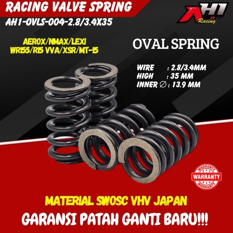 วาล์วรูปไข่ SPRING AH1 RACING NMAX AEROX LEXI R15 VVA V3 V4 WR155 VIXION R 155 XSR MT-15 SWOSC VHV JAPAN MATERIAL