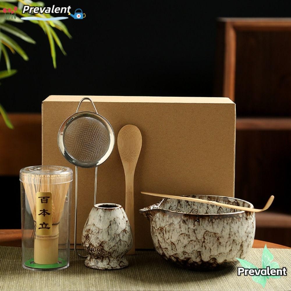 Preva 6PCS ชุดชามัทฉะญี่ปุ่น,ไม้ไผ่เซรามิคReusable Matcha Whisk Set, Matcha Bowl Matcha Whisk Holder Matcha Making Kitคนรักชา
